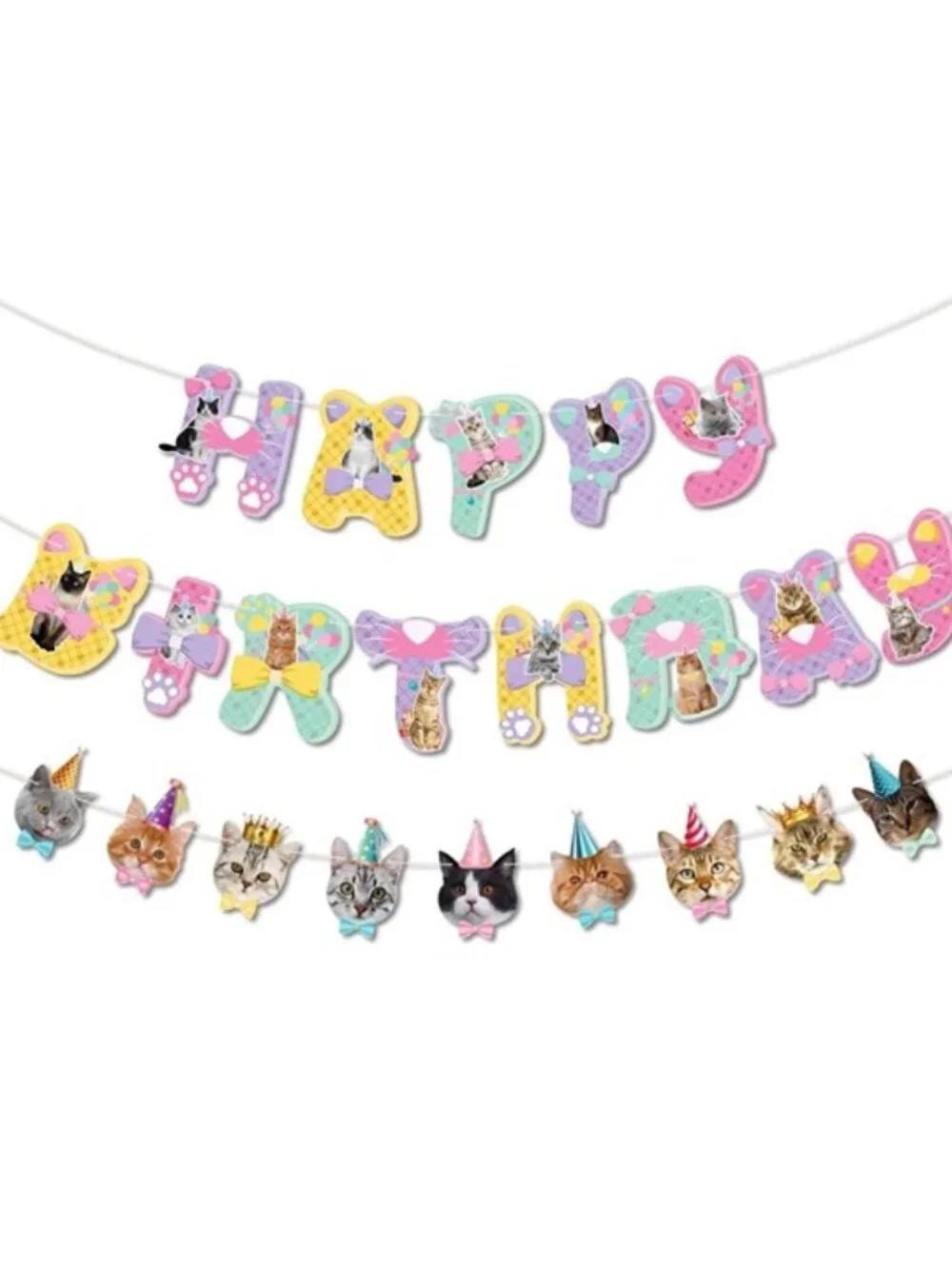 Cat Birthday Banner & Garland Set – Pet Party Decorations